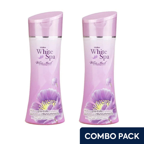 Mistine White Spa White Musk UV Whitening Lotion - 2 x 200ml Combo