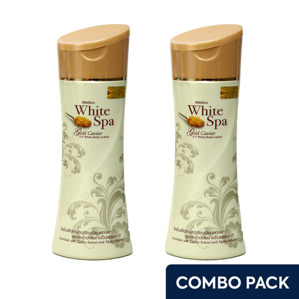 Mistine White Spa Gold Caviar Whitening Lotion with Collagen - 2 x 200ml Combo