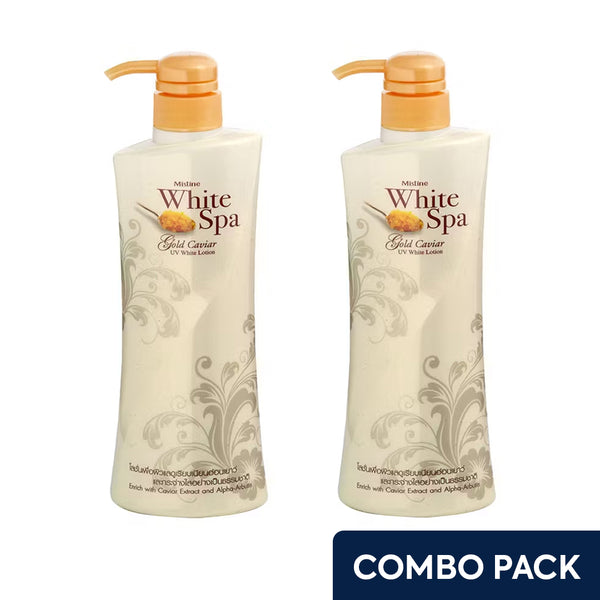 Mistine White Spa Gold Caviar Whitening Lotion with Collagen - 2 x 400ml Combo
