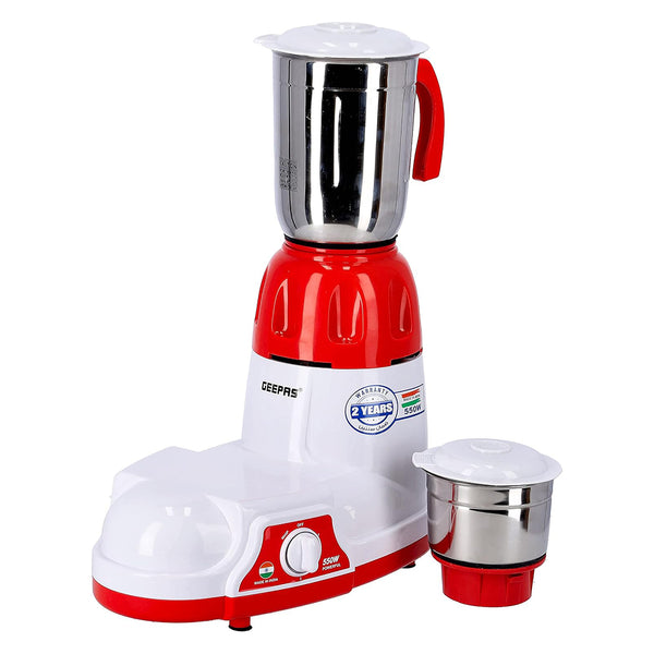 Geepas Mixer Grinder GSB5456 – 550W, 2 Stainless Steel Jars, 1.5L Capacity